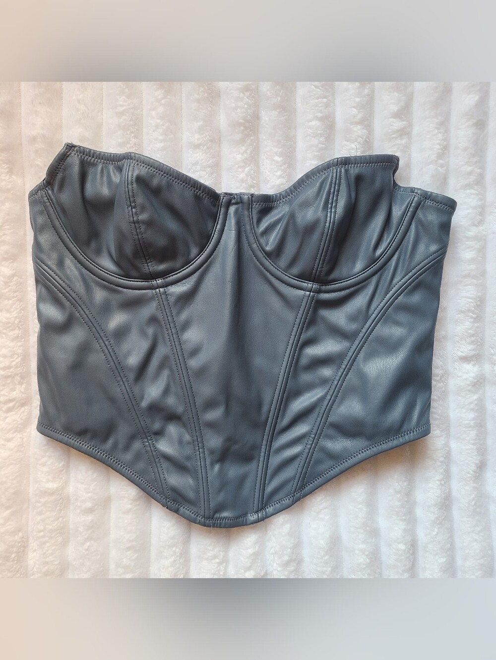 Blue Vegan Leather Corset Out From Under
